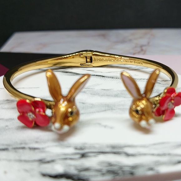 Kate spade Gold Pavé Flower & Bunny Cuff Bracelet - Picture 2 of 6